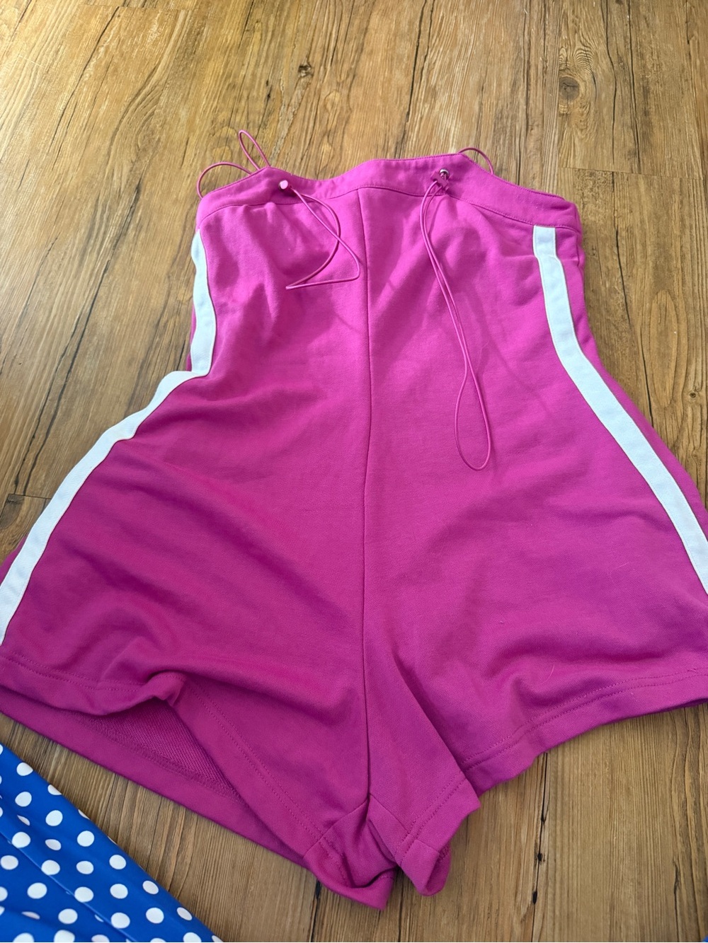 TC Hot Pink Strapless Romper with White Side Panels